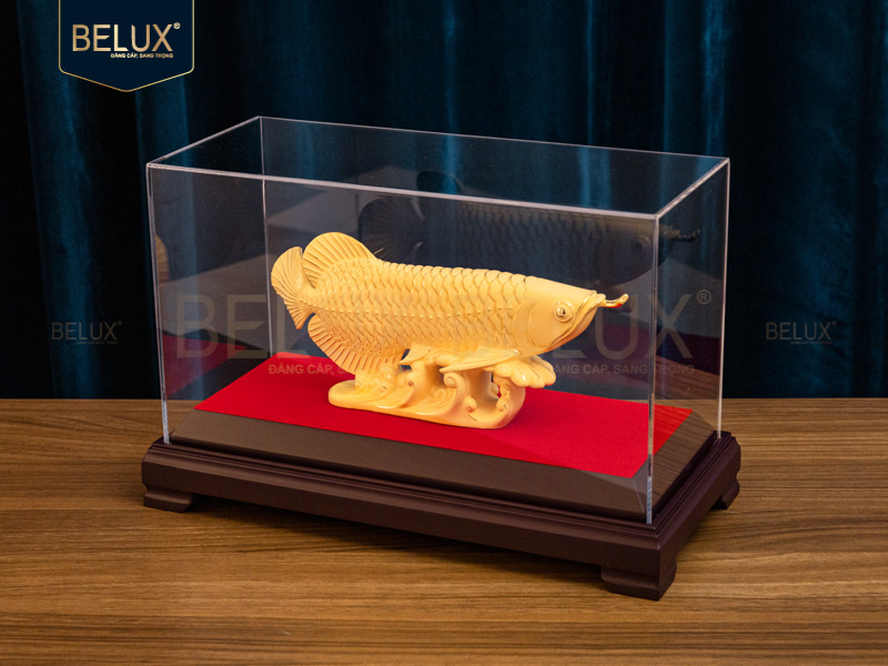 Tượng Cá Rồng dát vàng cát  23.5x5x10.5cm